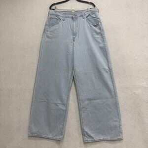 Levis Cinch Baggy Jeans Womens 32x31 Light Wash Blue Wide Leg Denim adjustable